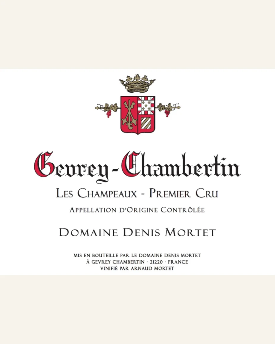 Denis Mortet Gevrey Chambertin 1er Cru Champeaux尚波一级田酒标与酒瓶图片