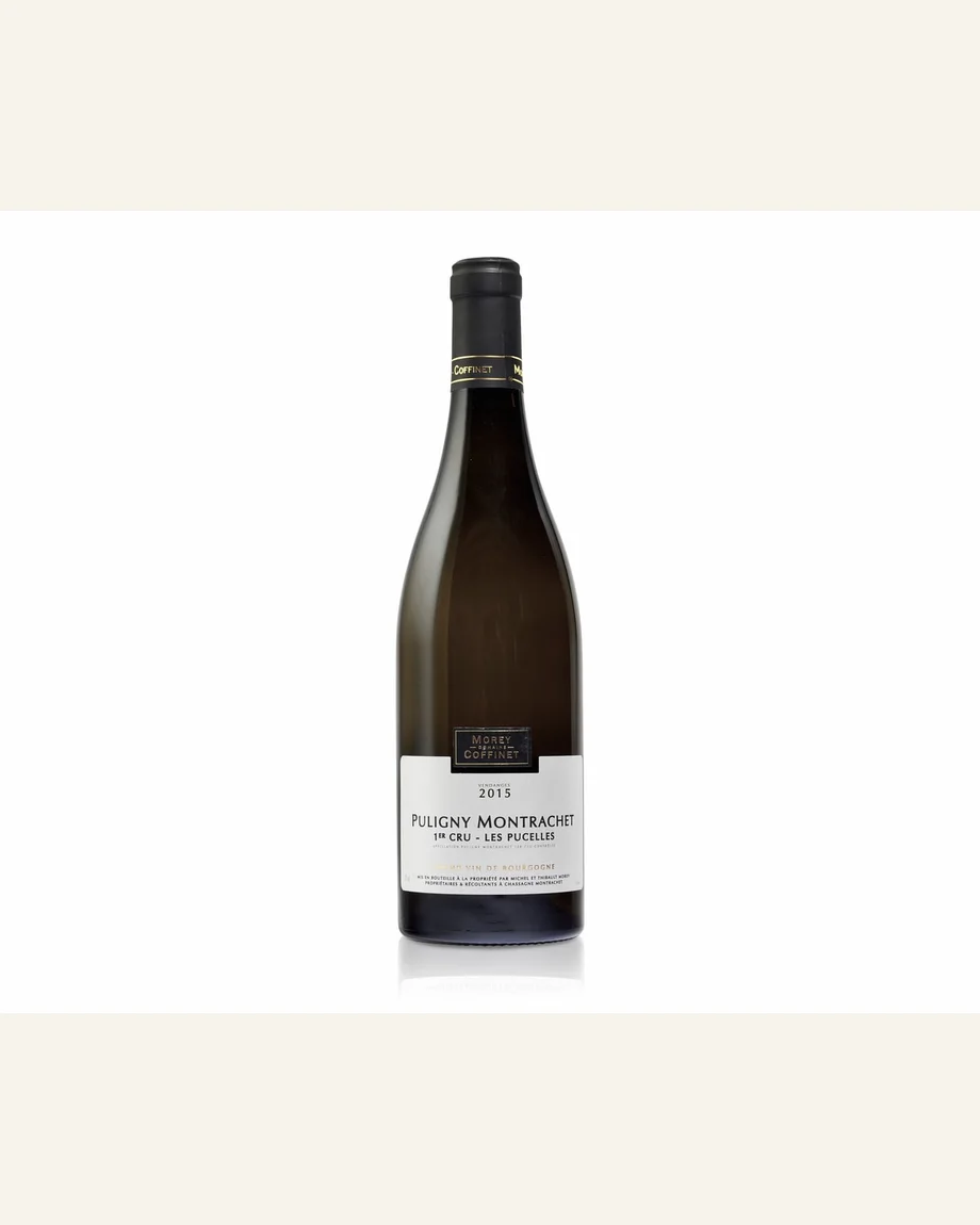 Puligny Montrachet Les Pucelles少女园一级园干白酒标与酒瓶图片